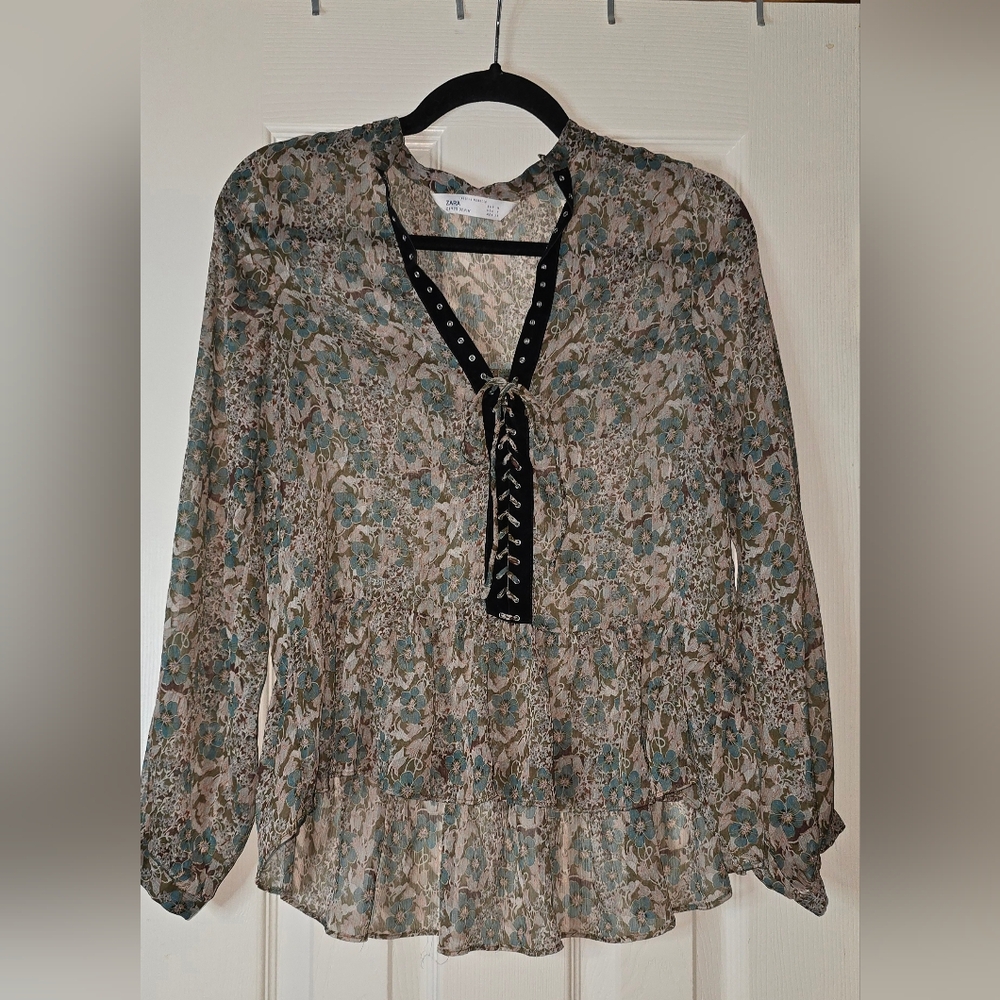 Women's M Boho Chic Blouse Cottagecore Feminine Floral Romantic